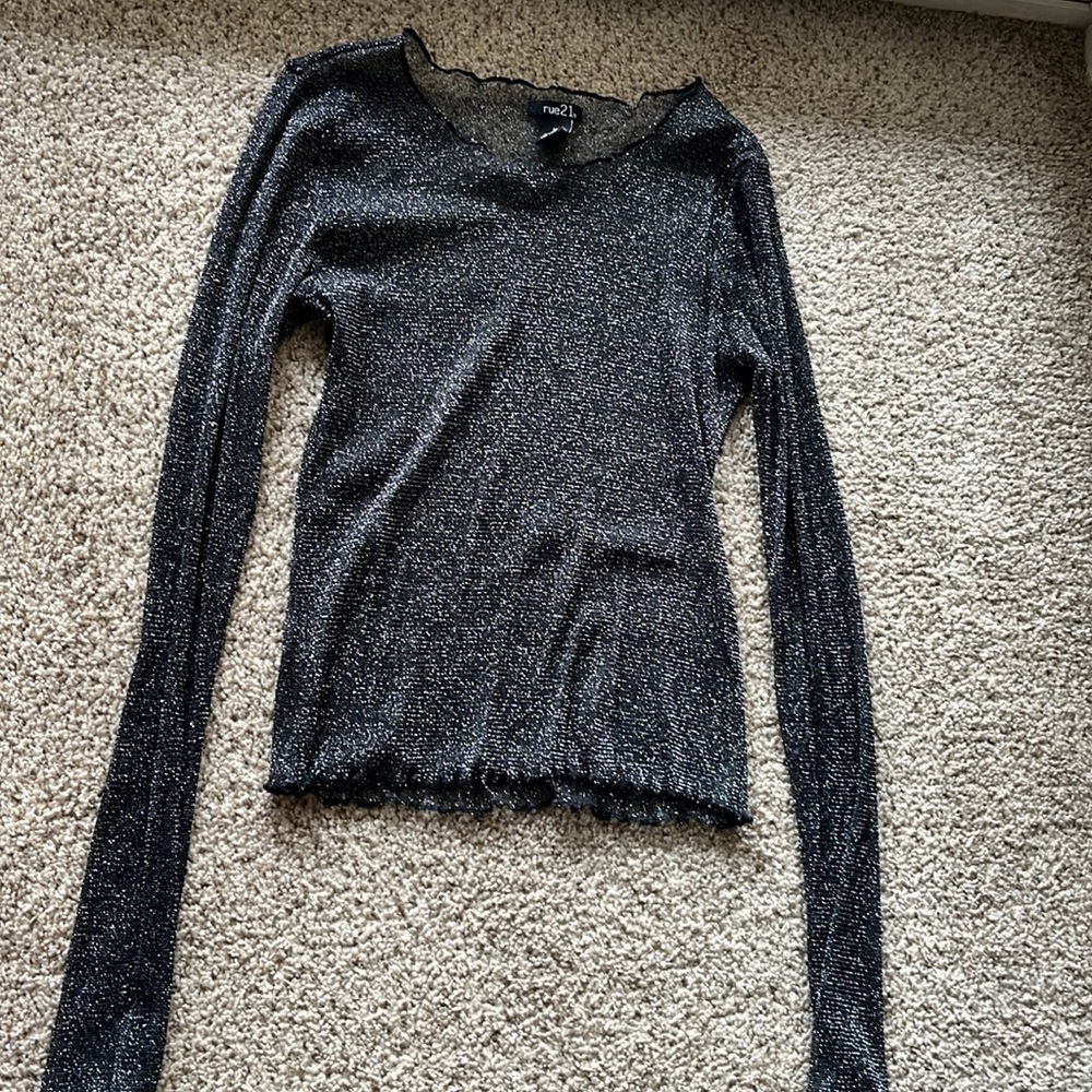 black mesh sparkly top